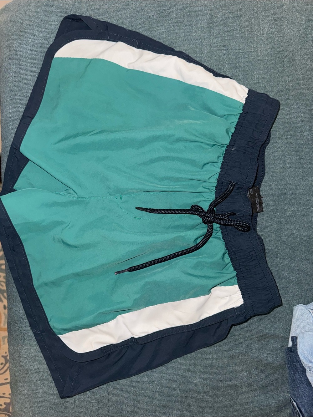 H&M Teal, Navy and White Swim Trunks